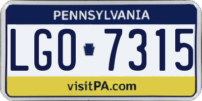 PA license plate LGO7315
