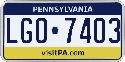 PA license plate LGO7403