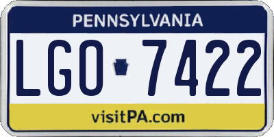 PA license plate LGO7422