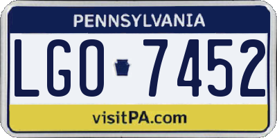 PA license plate LGO7452