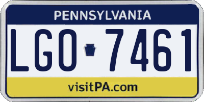PA license plate LGO7461