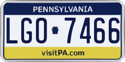 PA license plate LGO7466