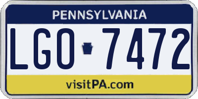 PA license plate LGO7472