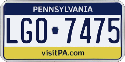 PA license plate LGO7475