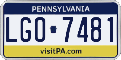 PA license plate LGO7481