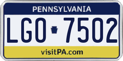 PA license plate LGO7502