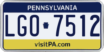 PA license plate LGO7512