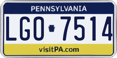 PA license plate LGO7514