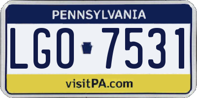 PA license plate LGO7531
