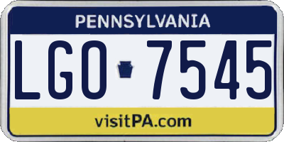 PA license plate LGO7545