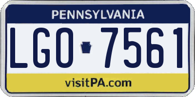 PA license plate LGO7561