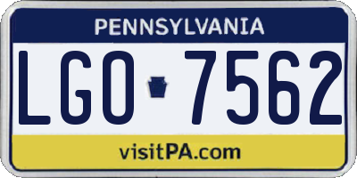 PA license plate LGO7562