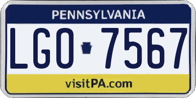 PA license plate LGO7567