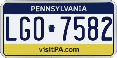 PA license plate LGO7582