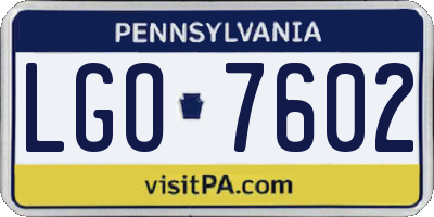 PA license plate LGO7602