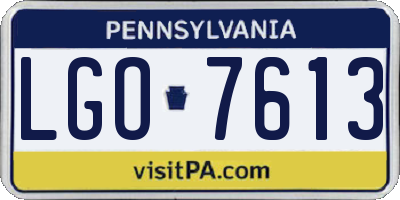 PA license plate LGO7613