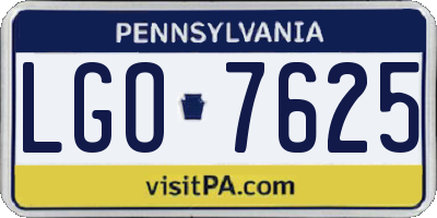 PA license plate LGO7625