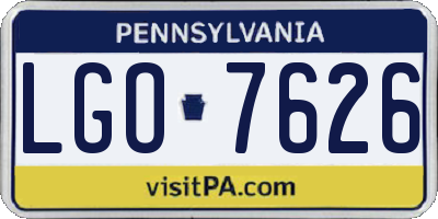 PA license plate LGO7626