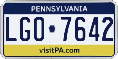 PA license plate LGO7642
