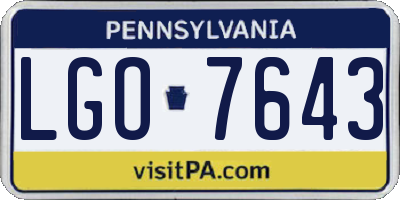 PA license plate LGO7643