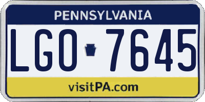 PA license plate LGO7645