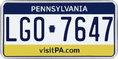 PA license plate LGO7647