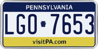 PA license plate LGO7653