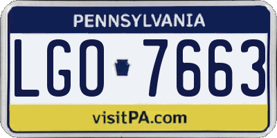PA license plate LGO7663