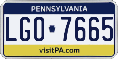 PA license plate LGO7665