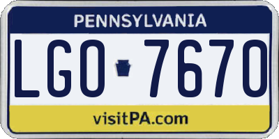 PA license plate LGO7670