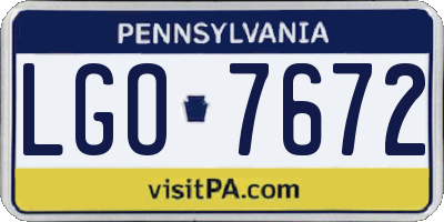 PA license plate LGO7672