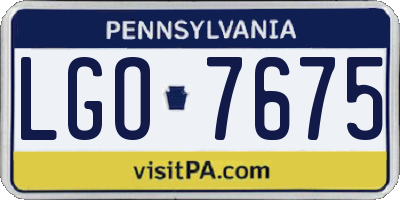 PA license plate LGO7675