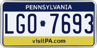 PA license plate LGO7693