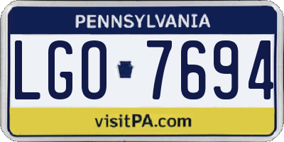 PA license plate LGO7694