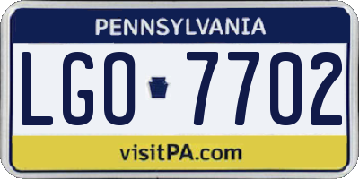PA license plate LGO7702