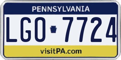 PA license plate LGO7724