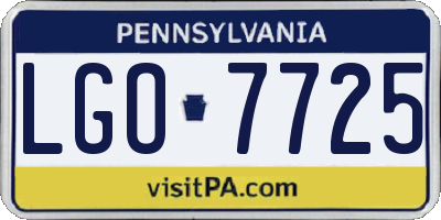PA license plate LGO7725
