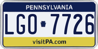 PA license plate LGO7726