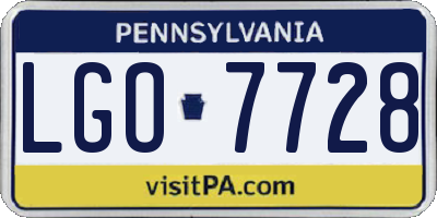PA license plate LGO7728