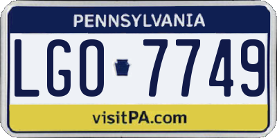 PA license plate LGO7749