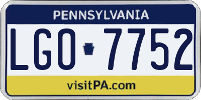 PA license plate LGO7752