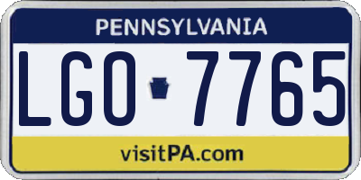 PA license plate LGO7765