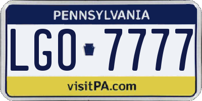 PA license plate LGO7777