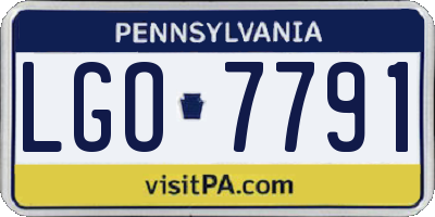PA license plate LGO7791