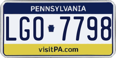 PA license plate LGO7798
