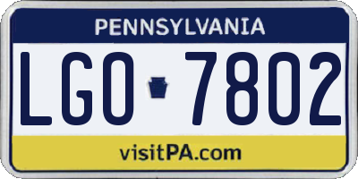 PA license plate LGO7802