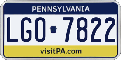 PA license plate LGO7822