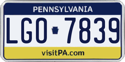 PA license plate LGO7839