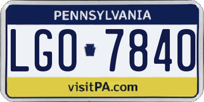 PA license plate LGO7840