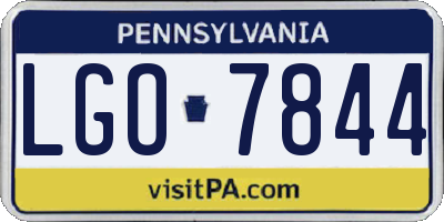 PA license plate LGO7844